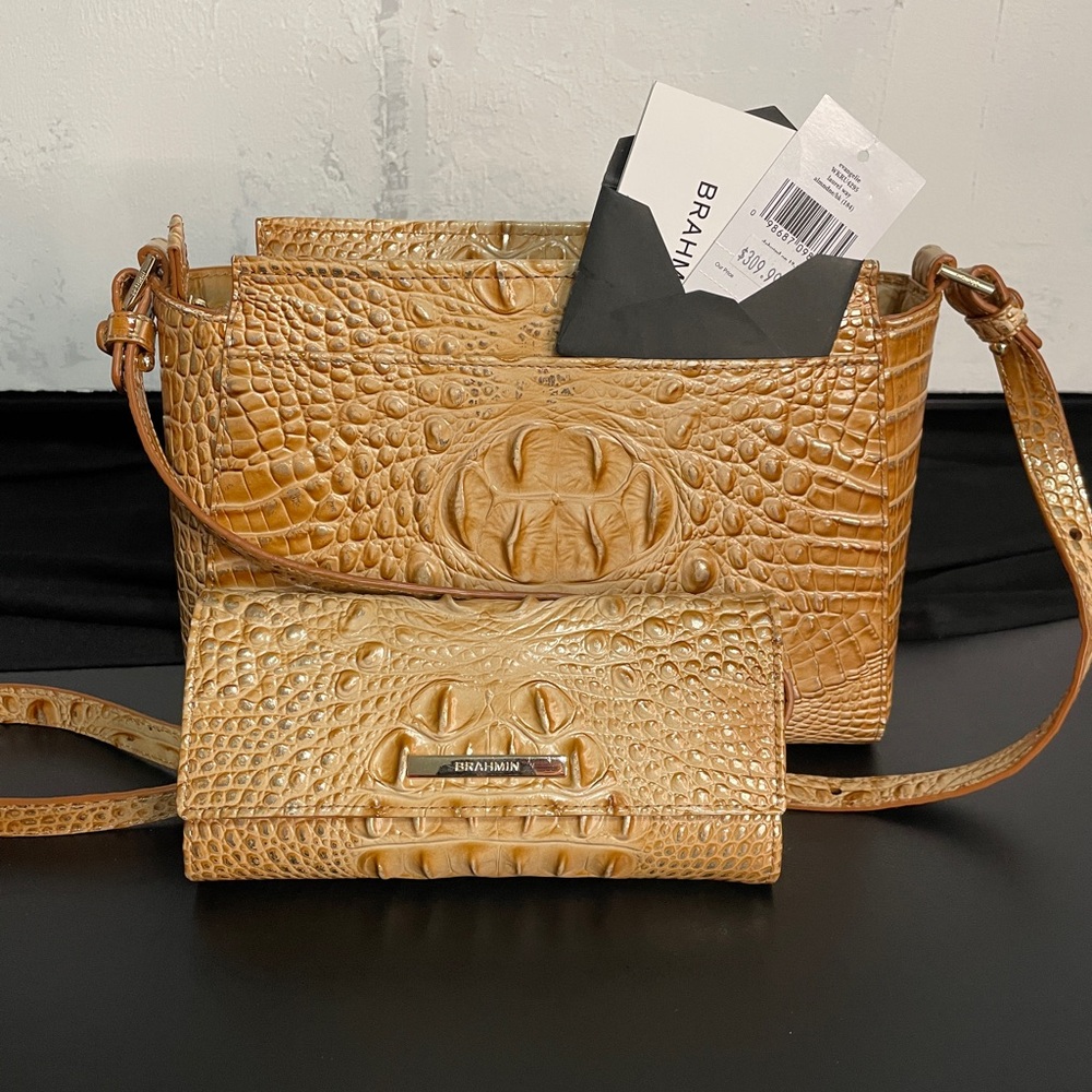 Brahmin Hillary Croc-Embossed Leather Crossbody Bag & Cordelia Trifold Wallet